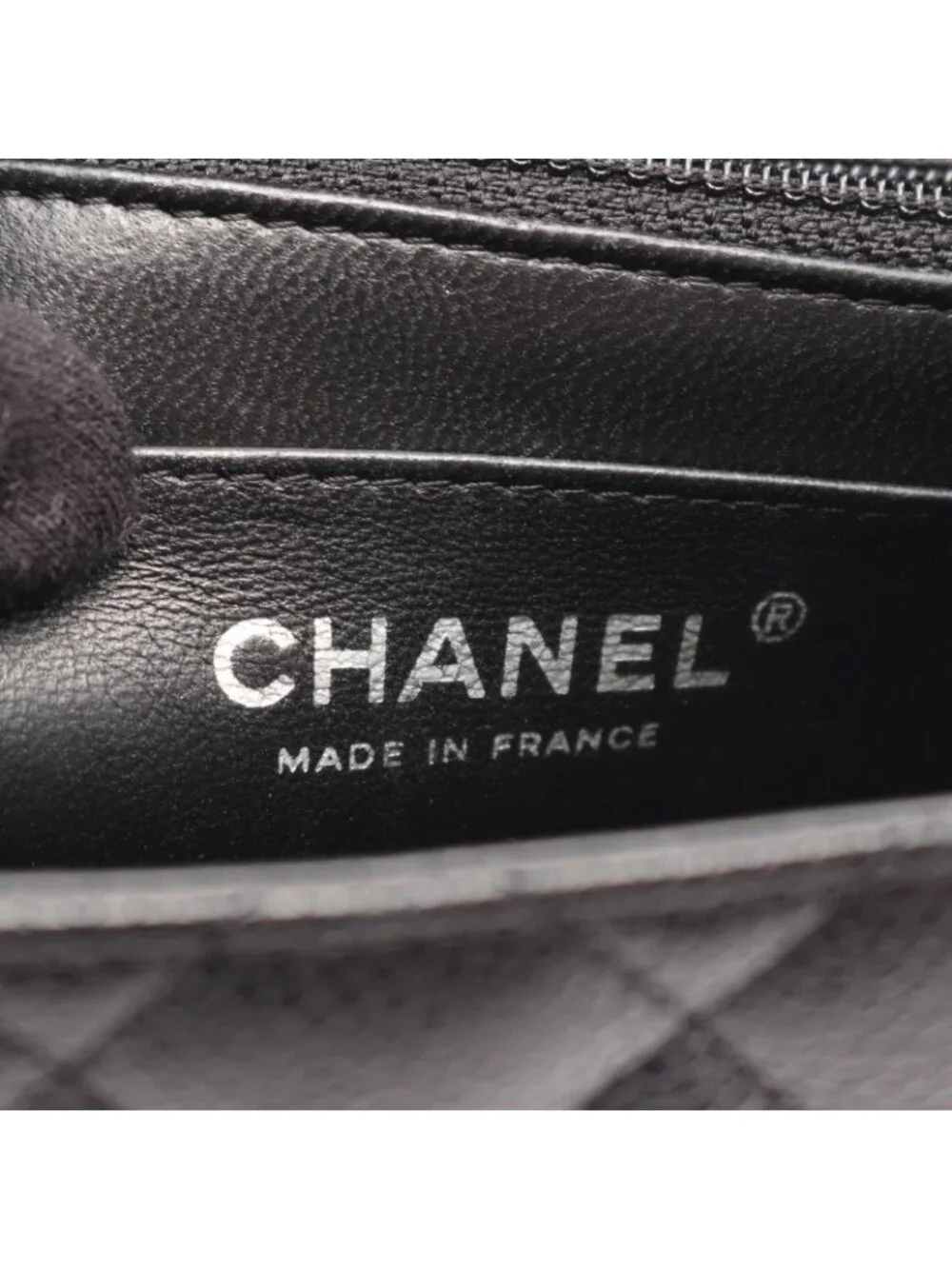 Chanel Shoulder Bag Mini Quilted Black Caviar Leather Chain